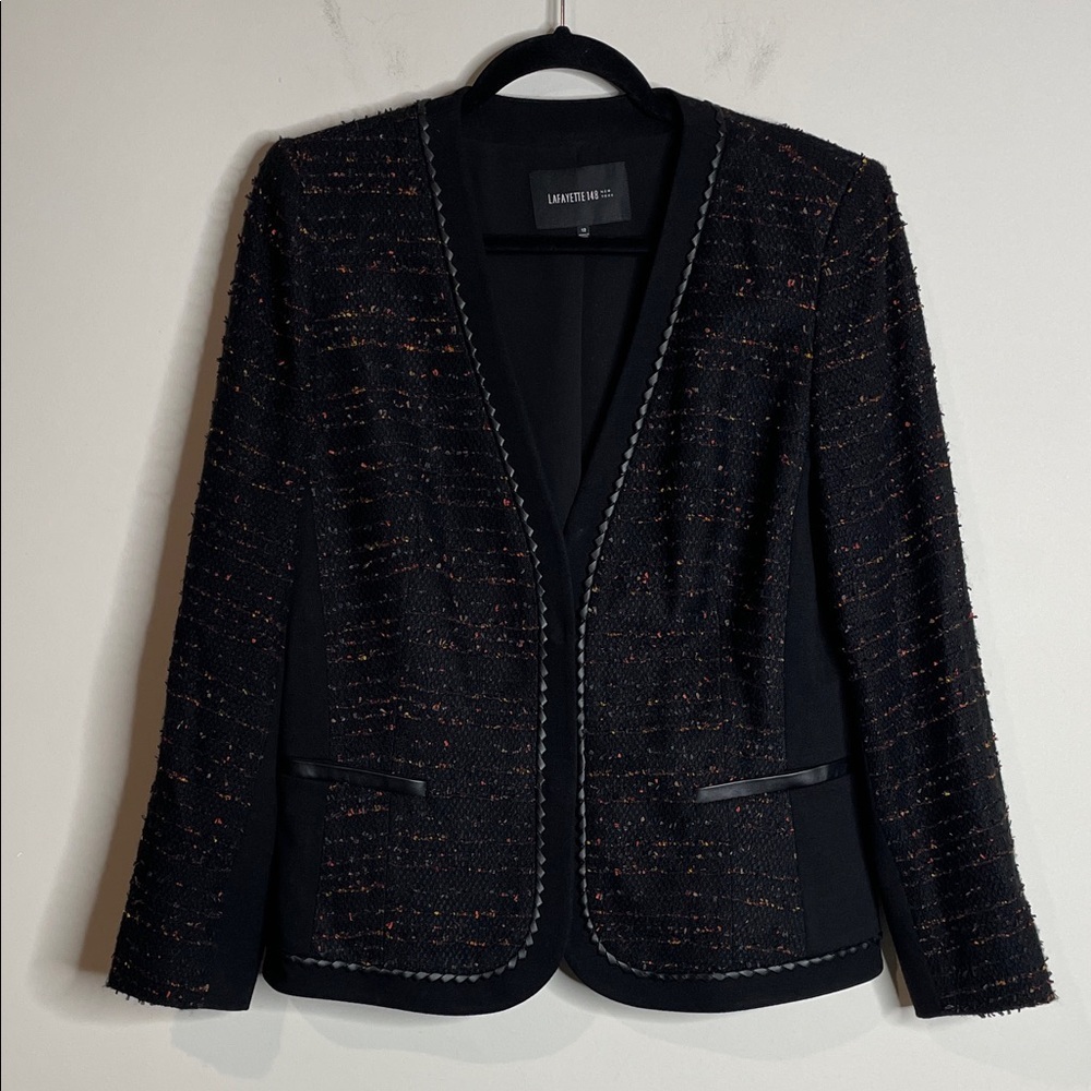 Lafayette 148 New York | Black Tweed Boucle Blazer Jacket Size 12